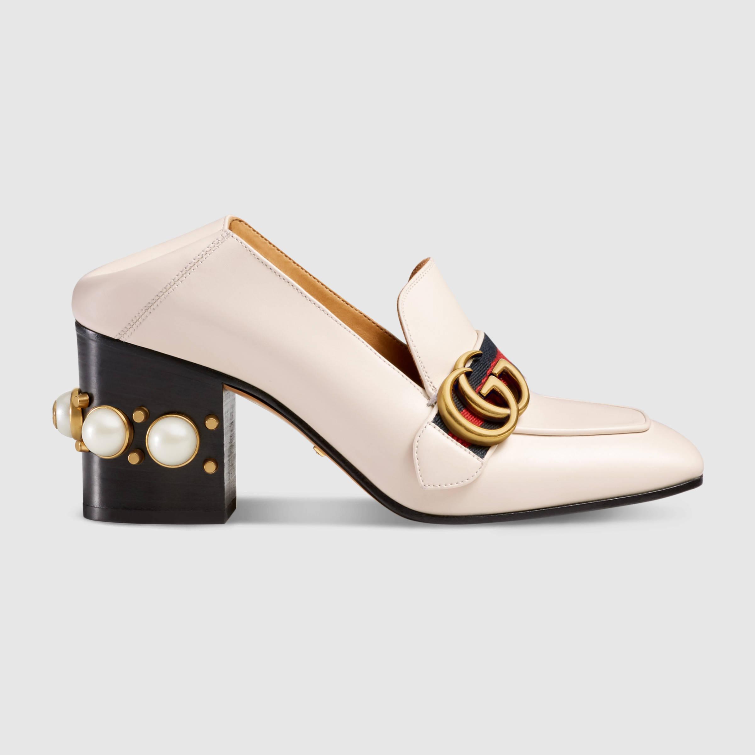 Loafers with pearls on heel outlet